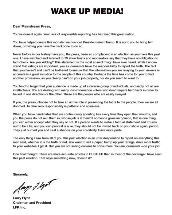 Larry Flynt Challenges the Mainstream Media